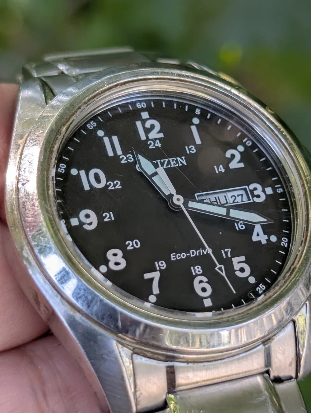 Citizen Eco Drive Garrison Mens Sport Watch Working Condition 6.5 Inch Band